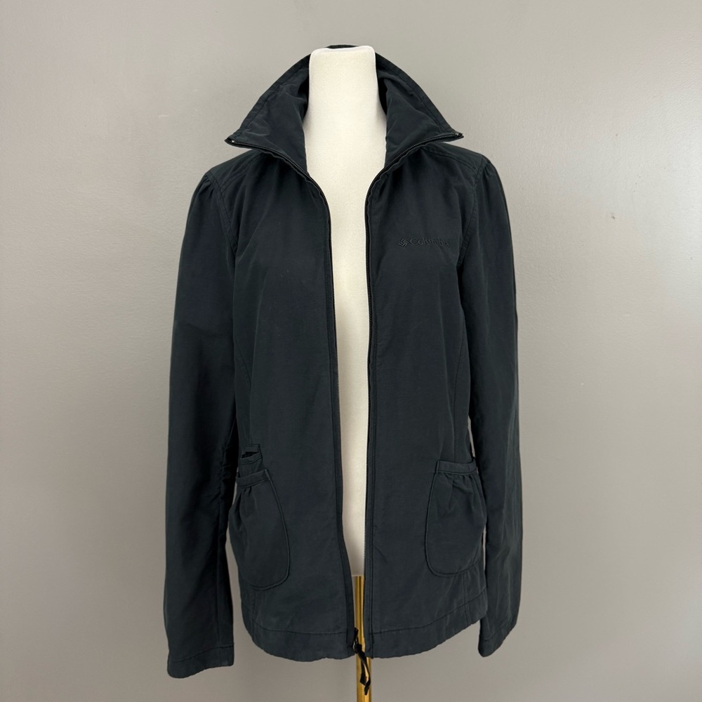 Columbia Utility Jacket Women’s Size Medium Black Zip Front Drawstring Waist
